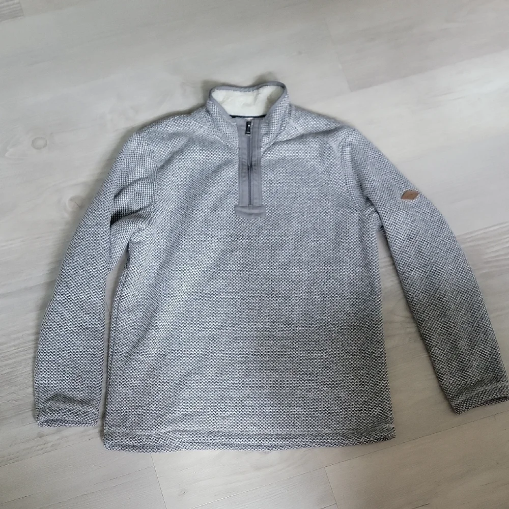 Orvis Black and White Quarter Zip Sweater Classic Design With Fleece Lined